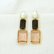 Load image into Gallery viewer, Pearl, Morganite &amp; Smoky Quartz Statement Earrings
