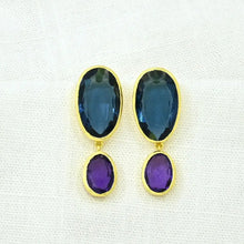 Load image into Gallery viewer, Blue Iolite &amp; Purple Amethyst Earrings
