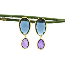 Load image into Gallery viewer, Blue Iolite &amp; Purple Amethyst Earrings
