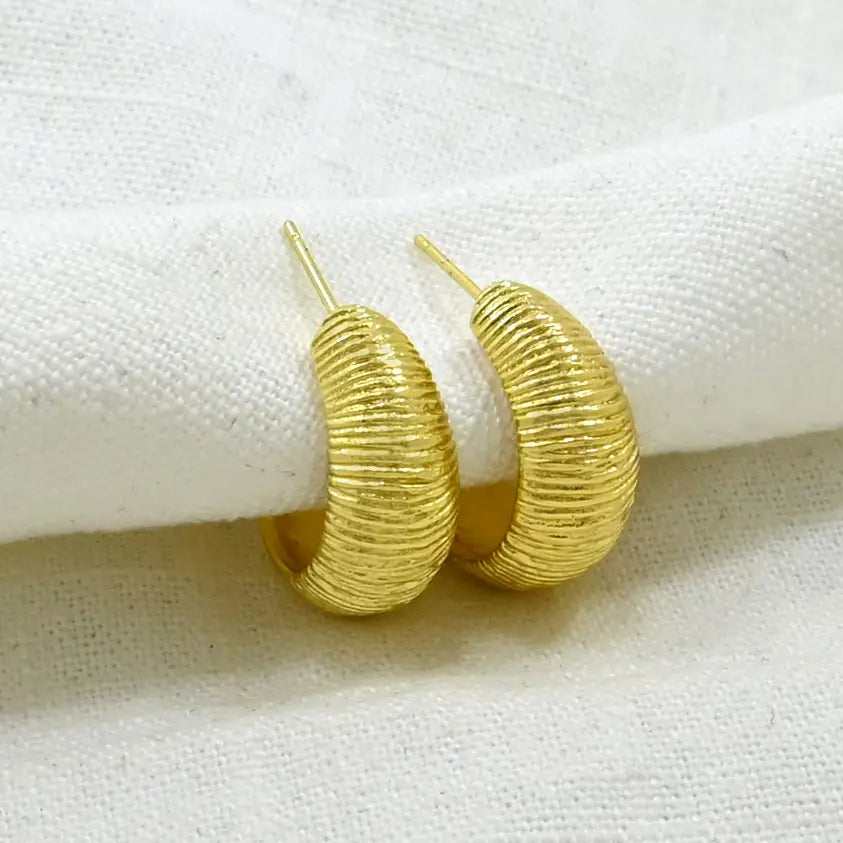 Gold-plated Textured Hoop Earrings