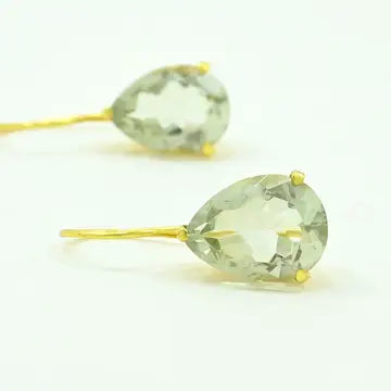 Green Amethyst Teardrop Earrings