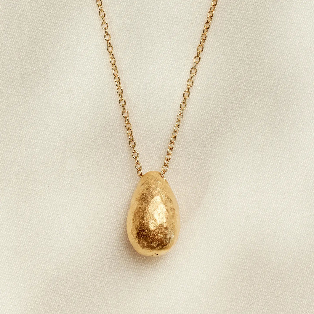 Hammered Gold-Plated Drop Necklace