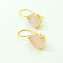 Load image into Gallery viewer, Rose Quartz Teardrop Earrings
