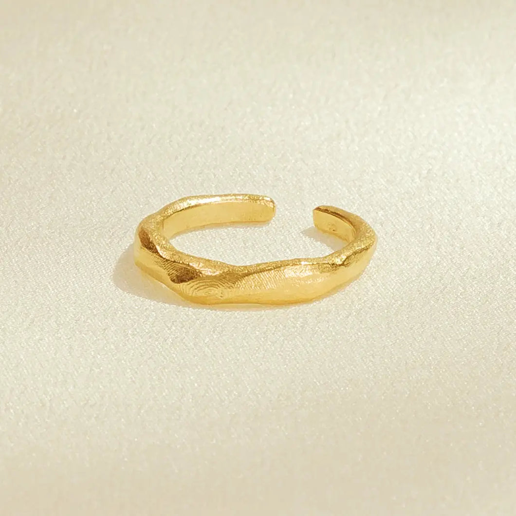 Adjustable Hammered Gold-Plated Ring